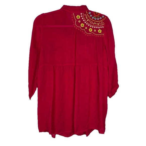 Johnny Was Hot Pink Floral Embroidered Button Up Blouse‎ Women's Size M - Picture 11 of 12